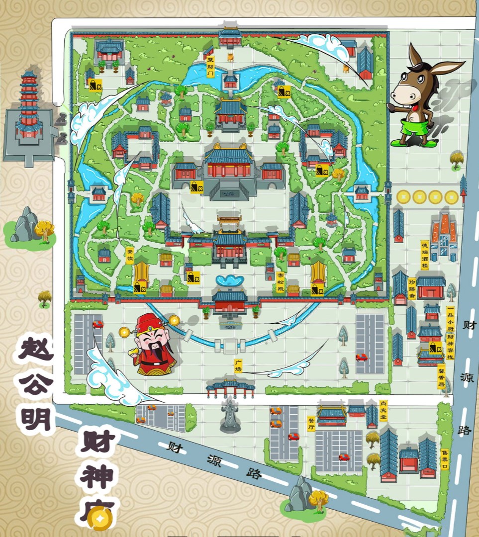 理县寺庙类手绘地图